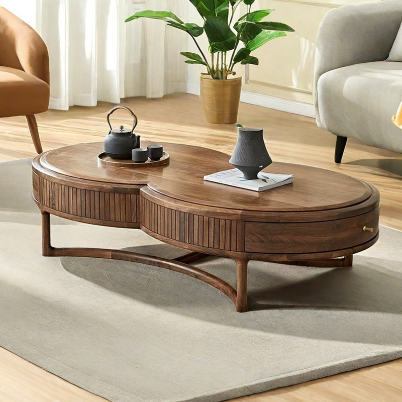Walnut Coffee Table Elegant Design, 15.35" H x 62.99" L x 31.49" W