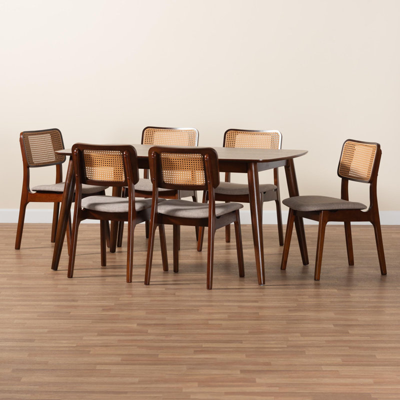 Ensemble repas pour 6 personnes Nancy, Noyer brun, Gris
