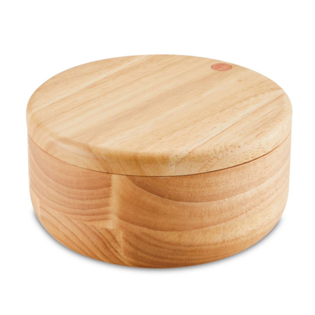 Ayesha Curry Pantryware Round Wooden Salt And Spice Box With Two Compartments, 17-Ounce, Parawood Ayesha Curry