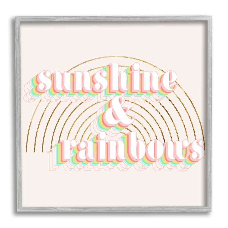 Sunshine And Rainbows, H 17 po x l 17 po x P 1,5 po, Estampe numérique Farmhouse