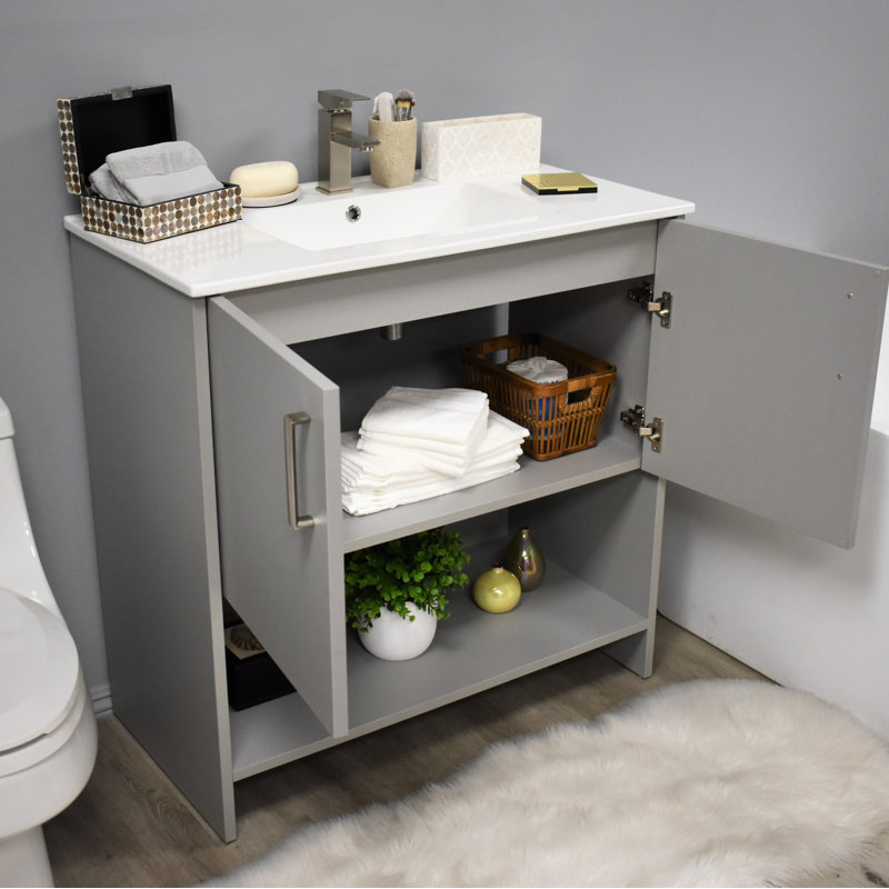 Ensemble de meuble-lavabo simple 30 po Nhyira Anjeli Cabo, Gris
