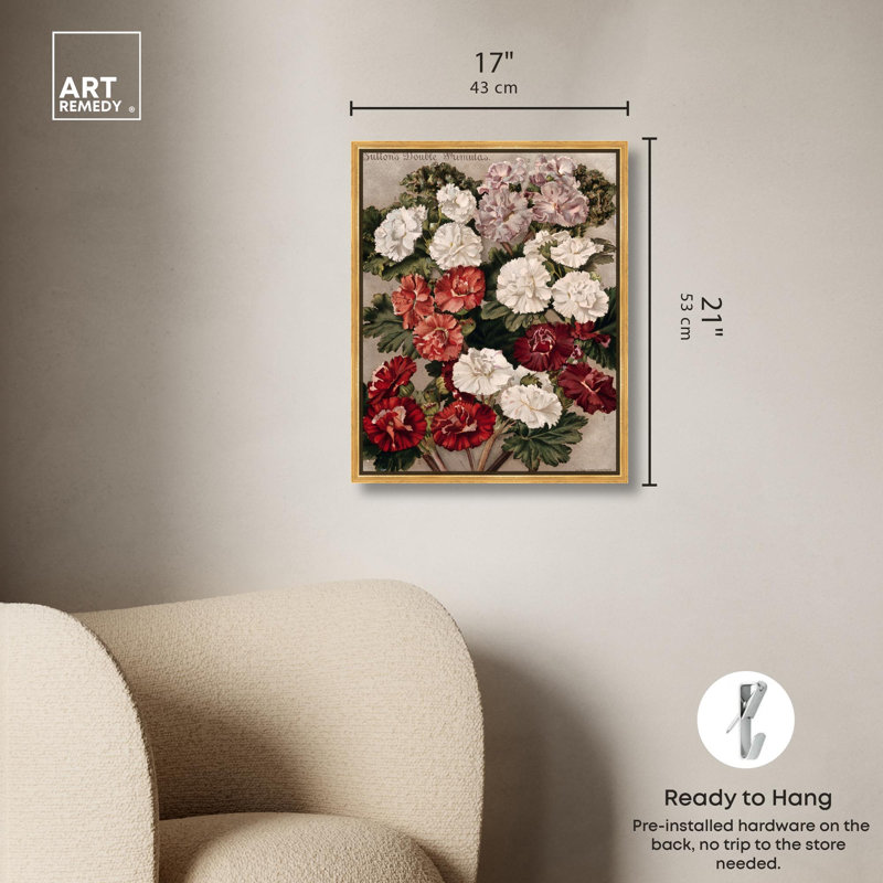 Flowered Primulas Canvas by , 21" H x 17" W, Floater Frame, Black