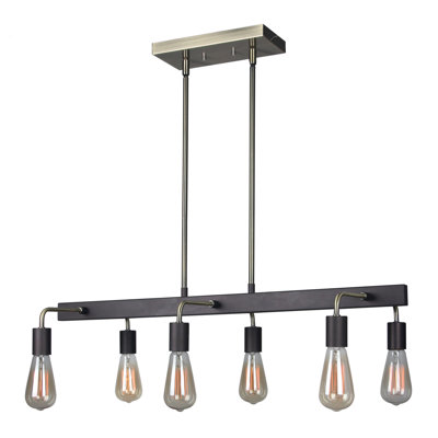 Luminaire suspendu linéaire à 6 lumières pour îlot de cuisine Clopton