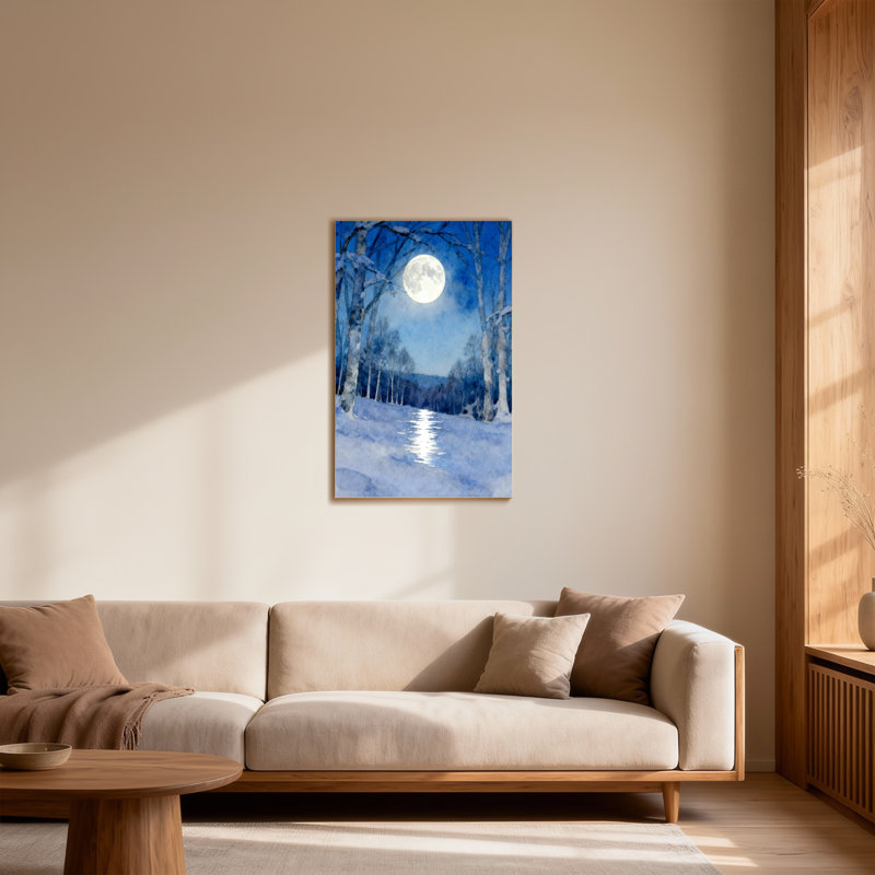 Animals Moonlit Winter Forest Path Scene, 18" H x 12" W
