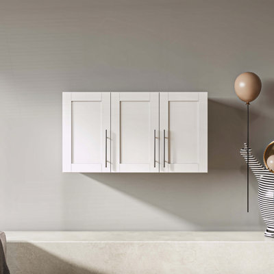 Armoire de rangement murale empilable avec tablettes réglables - l 35,43 po x H 19,69 po, blanc