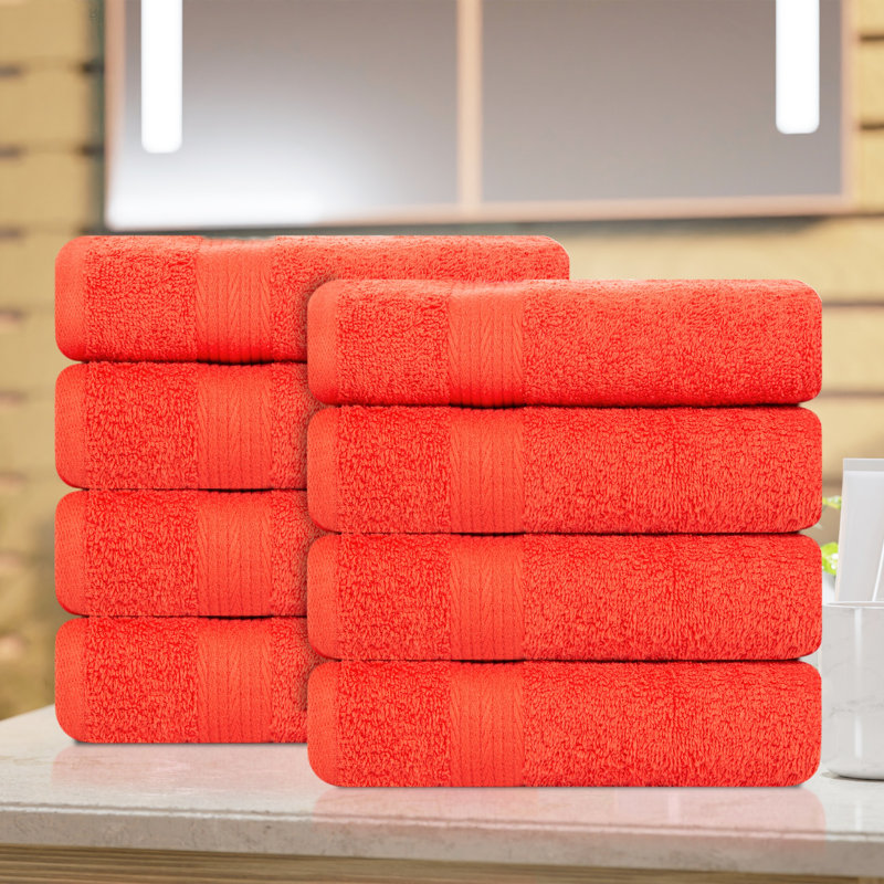 Hand Towel 100% Cotton Absorbent and Quick Drying, Orange