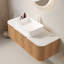 Ensemble de meuble-lavabo mural 48 po avec lavabo rectangulaire en céramique, façades de tiroir à rayures 3D et rangement à fermeture en douceur - Pré-assemblé-742175329
