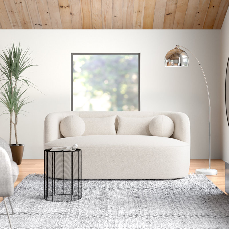 Brinae 68" Wide Boucle Upholstered Loveseat Sofa, Beige Performance Boucle