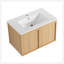 Meuble-lavabo flottant 30 po avec lavabo, armoire murale moderne en chêne clair, cuve en céramique à bord mince, portes à fermeture en douceur, rangement spacieux, installation facile-129334135