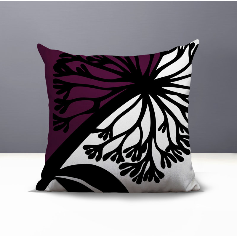 Oreiller carré réversible intérieur / extérieur Aldy, Mauve, Carré 19 po