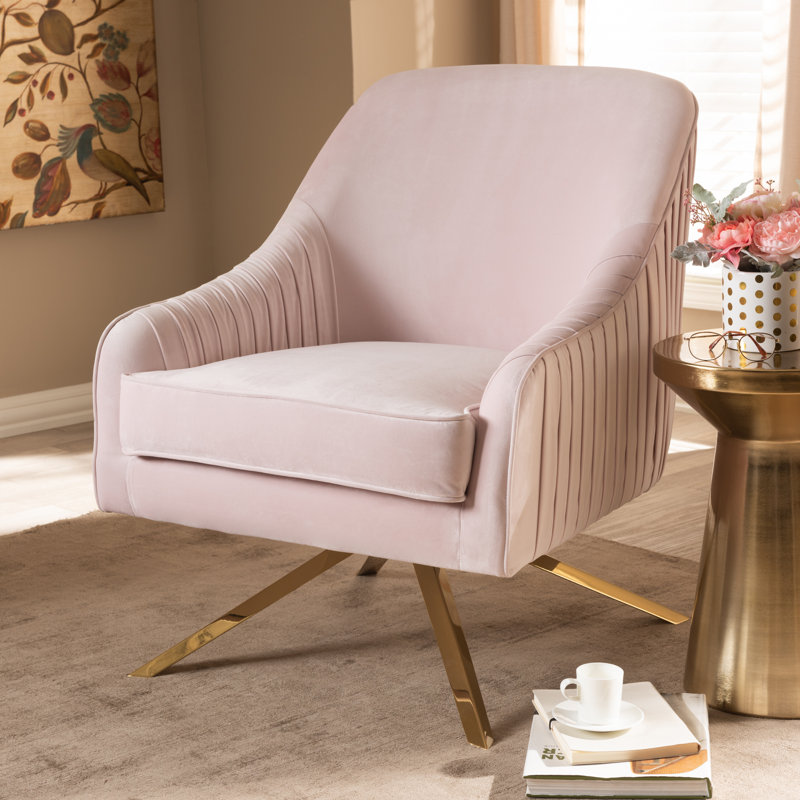Upholstered Armchair, Light Pink