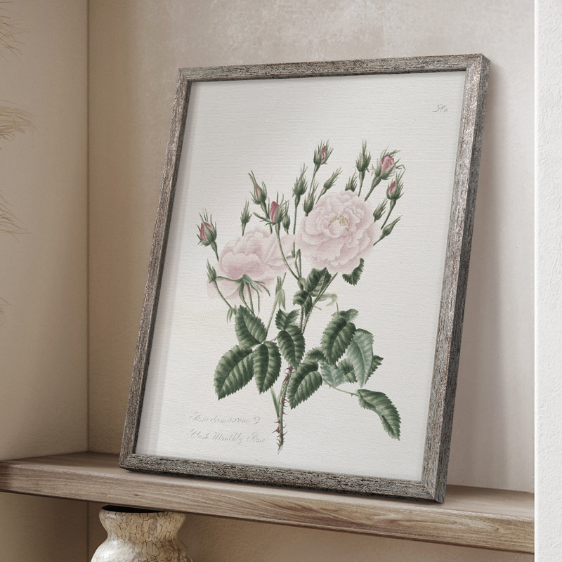 Impression florale vintage encadrée CXLVII - bois massif, H 30 po x l 24 po