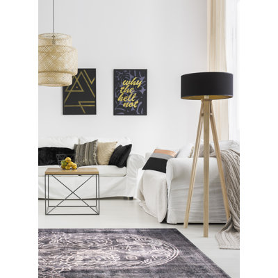 Tapis gris foncé / blanc en laine noué à la main 9 pi 5 po x 12 pi 6 po