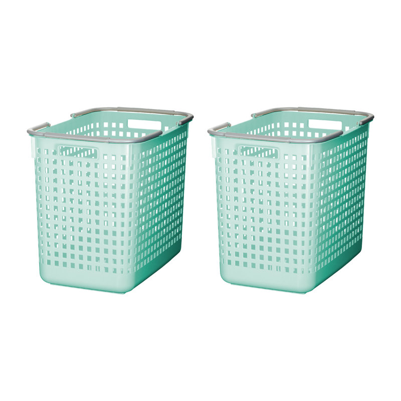 Mint Blue Plastic Kids Storage Basket with Handles