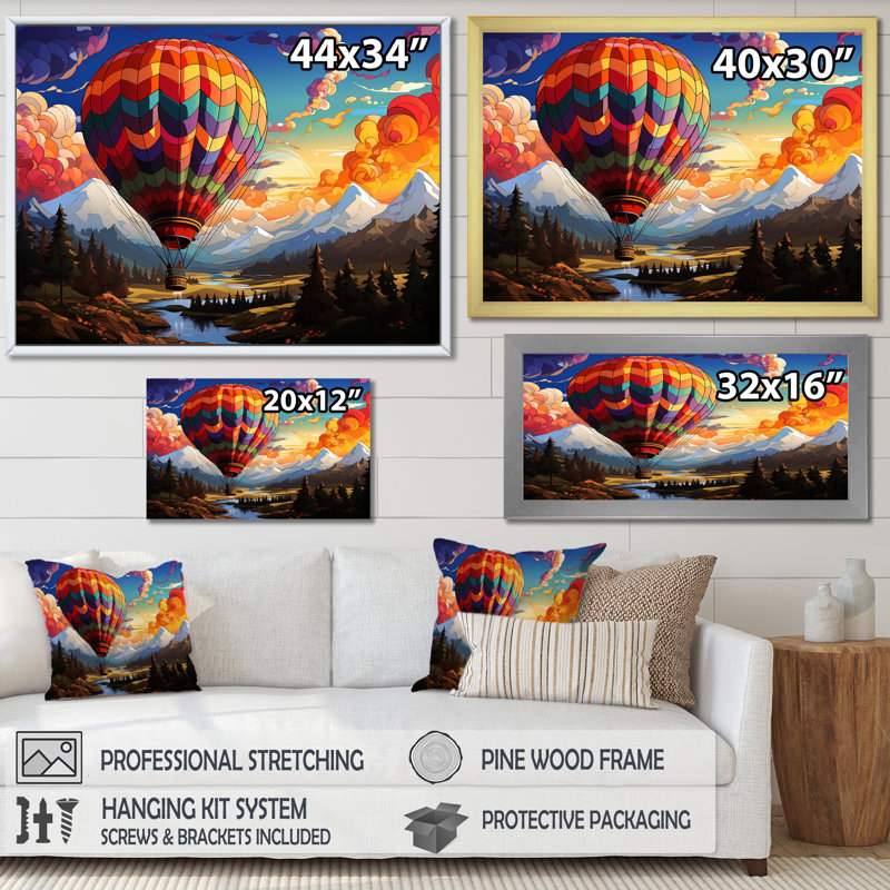 Pop Art, montgolfières, vues aériennes sur toile, Toile tendue, H 30 po x l 40 po x P 1,5 po