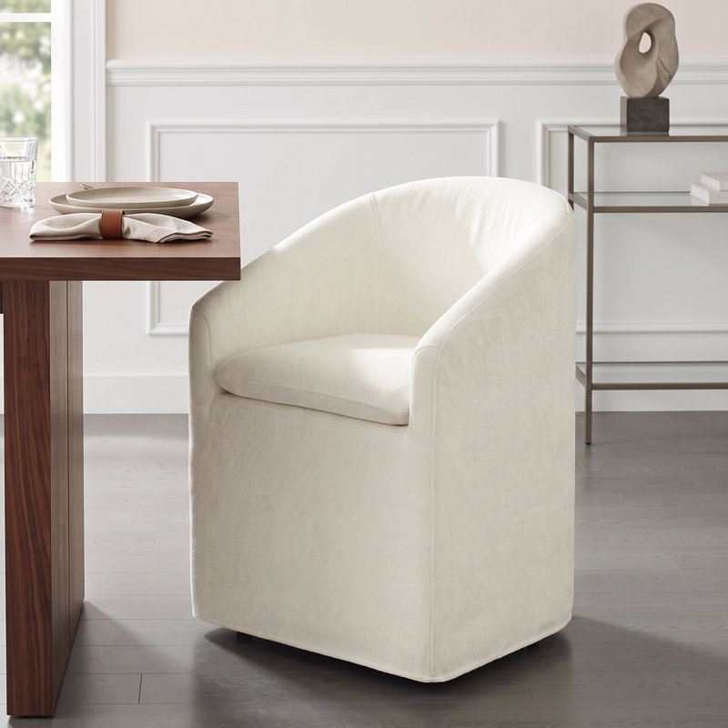 Chaise rembourrée avec housse lavable et roulettes, Lin lin