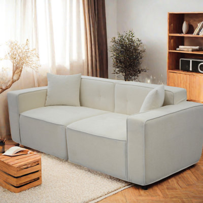 Lin blanc exquis - 3 sièges, accoudoirs coussinés, charge, linge de lit d'appartement confortable pour la chambre à coucher 3, velours, sac de rangement pratique