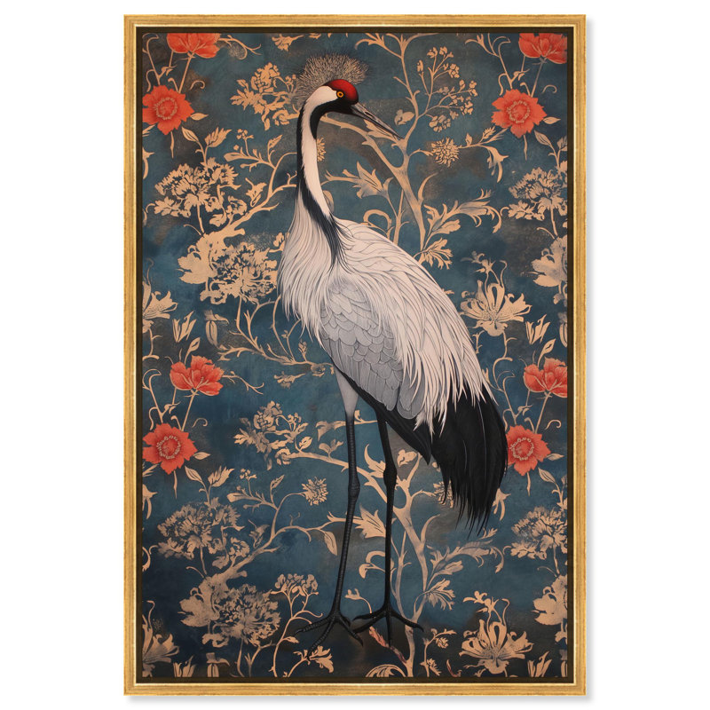 Botanical Bird I, toile élégante grue par Art Remedy, H 46 po x l 31 po, Cadre doré