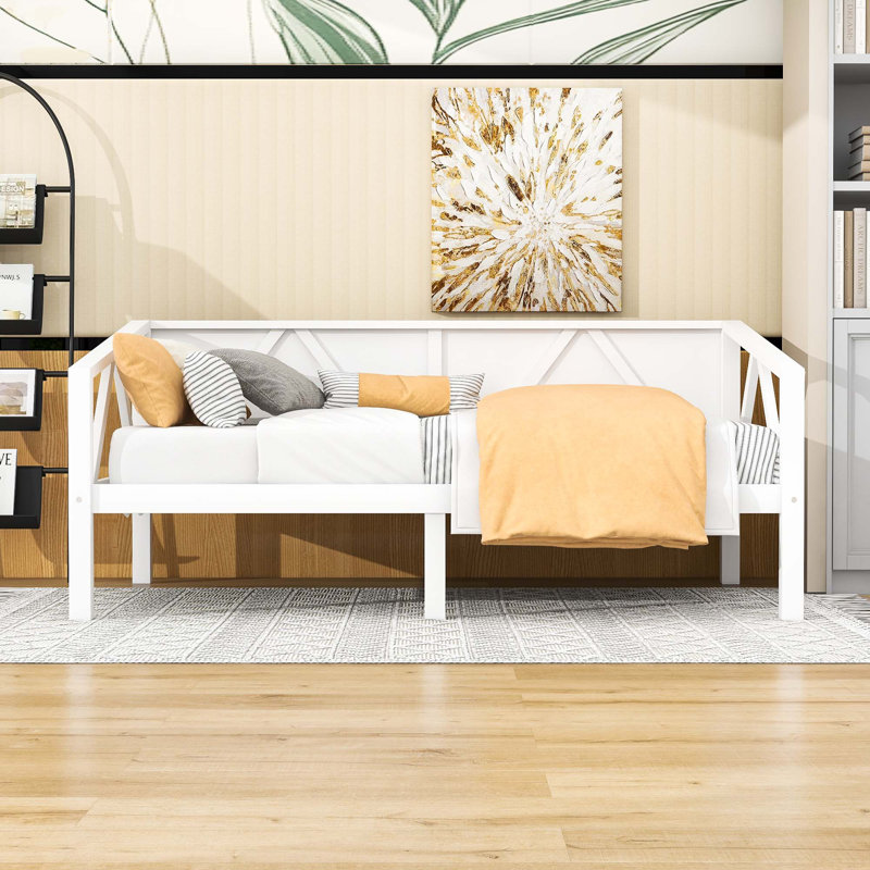Lit de jour en bois avec lattes Cladinoro, Blanc, Simple