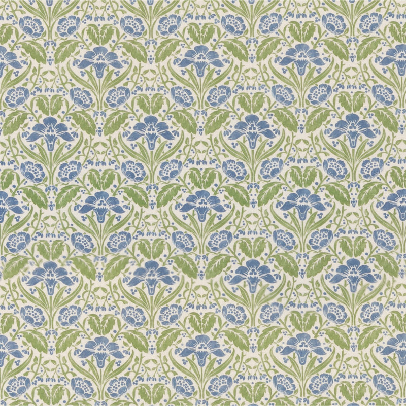 Original Brantwood Iris Meadow Fabric, Blue/Green