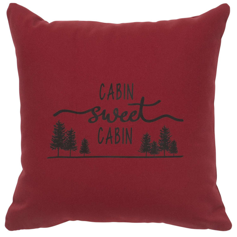 Coussin Wooded River Image - Sweet Cabin - Coton chrome, Gris