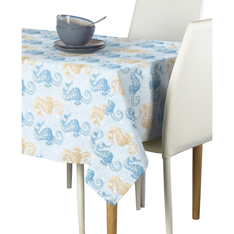 Demetrius Geometric Tablecloth, 120" L x 60" W, Blue