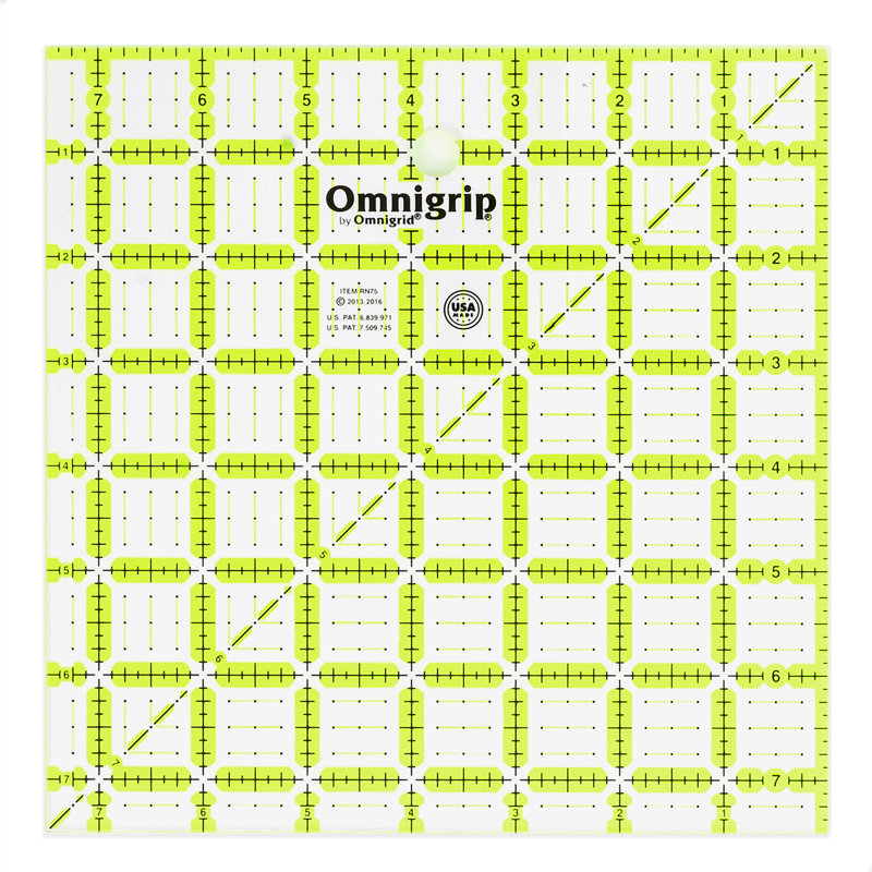 Omnigrip 7-1/2" x 7-1/2" Non-Slip Square Quilting Ruler