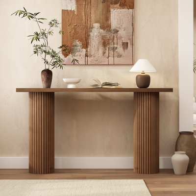 Gennari 55'' Fluted Solid Wood Console Table with Rectangular Tabletop