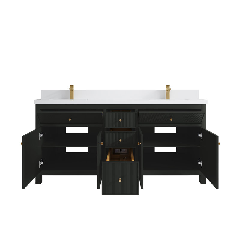 Ensemble de meuble-lavabo double 72 po Sonoma, Gris Piatra, Matte Black