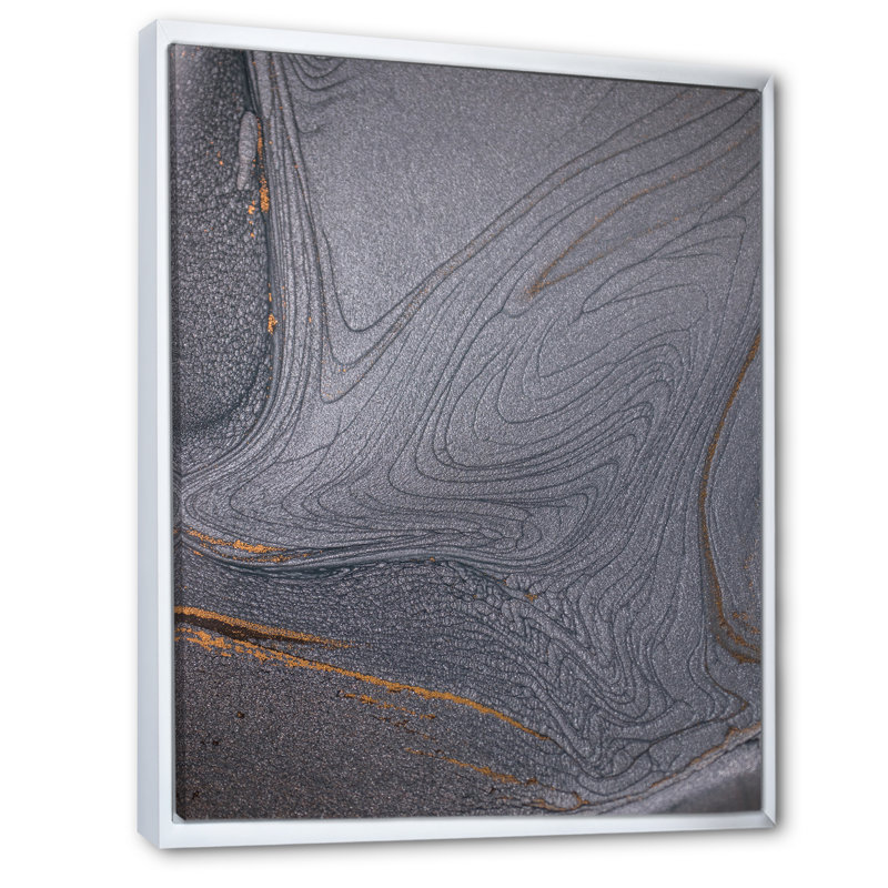 Dramatique gris fluide monochrome Art VI - décoration murale moderne sur toile, H 20 po x l 12 po x P 1 po, Cadre photo blanc