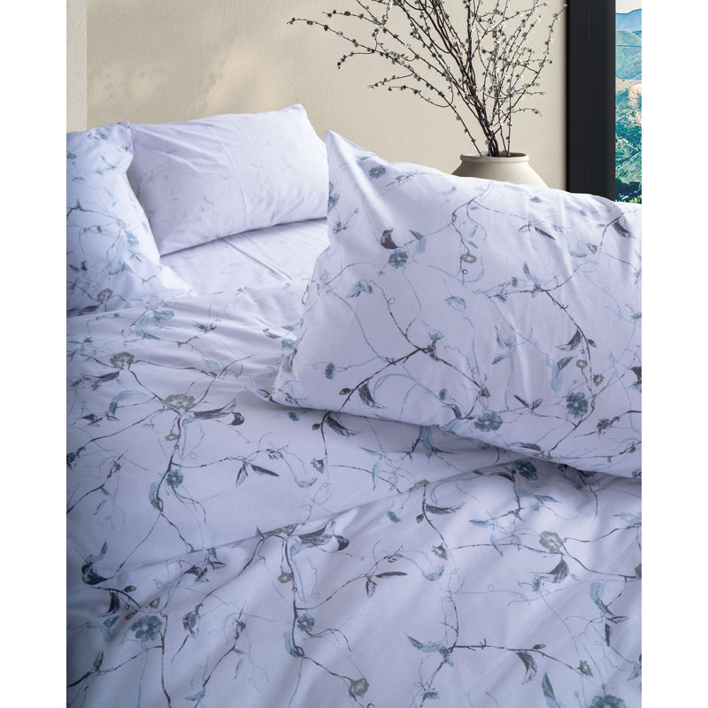 100% Cotton Ranforce Quilt Cover Set, Blue, Duvet Cover 55.1 x 78.7 inches & Pillowcase 23.6 x 23.6 inches | Machine Washable, 145 Thread Count, Button Closure for Duvet & Envelope Closure for Pillowcase | Soft & Durable