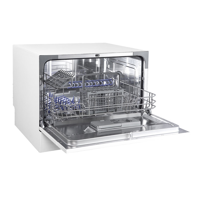 6.5L Freestanding Compact Dishwasher with LED display, White