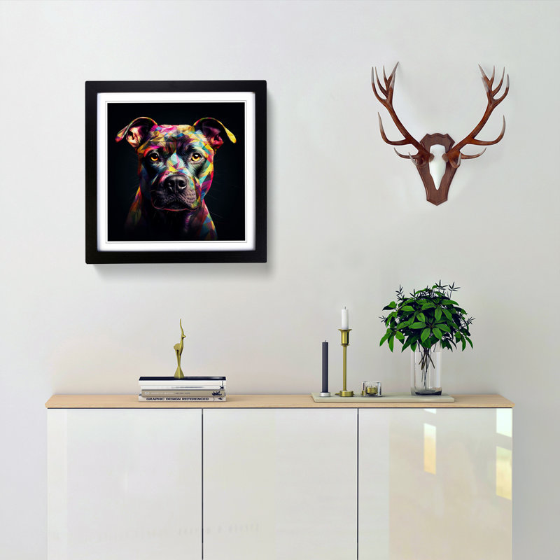 Staffordshire Bull Terrier Futurism No.1 - Single Picture Frame Print on Wood