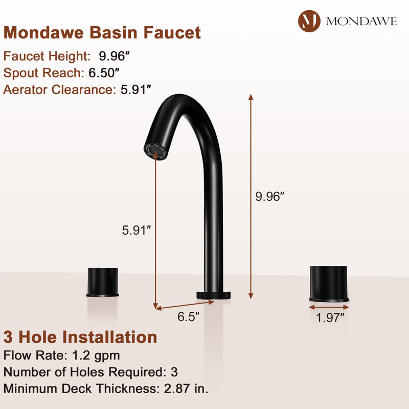 Herathena Widespread 2-handle Bathroom Faucet, Black