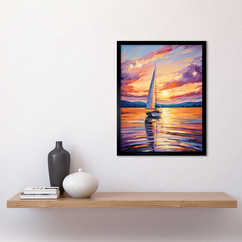 Sunset Sailing Vibrant Painting - Single Picture Frame Print
