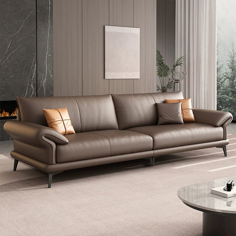 102.36" Coffee Genuine Leather Modular Sofa cushion couch, H 33,46 po x l 110,24 po x P 35,43 po, 4