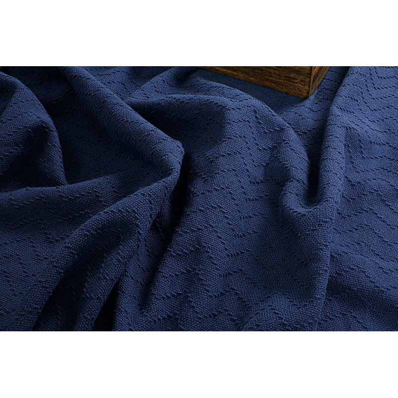 Couverture 100% coton, Simple, Bleu marine