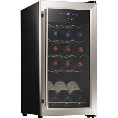 NutriChef Single Zone 13.6'' Freestanding 15 Bottle Wine Refrigerator