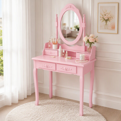 Princess Vanity Set with LED Mirror and 4 Drawers