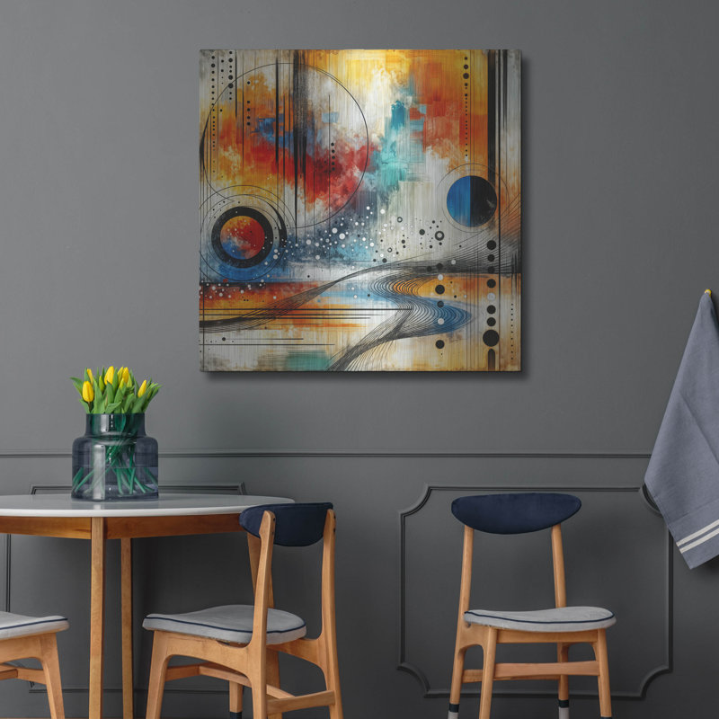  «Circles Abstract 4» par Rey Klimt, art mural en métal, H 36 po x l 36 po