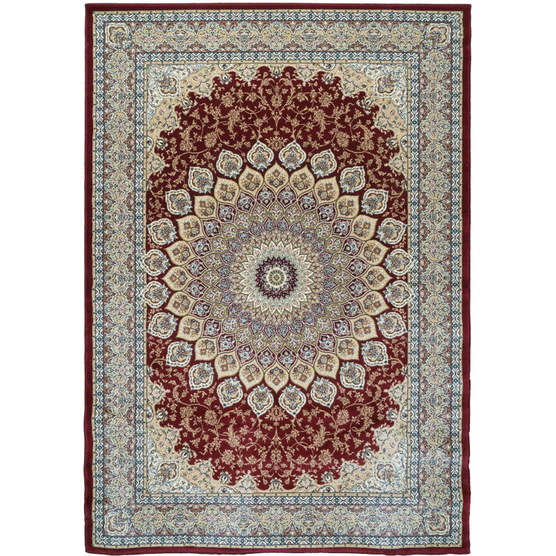 Tapis de zone rouge oriental Attell, Rectangle 6 pi 7 po x 9 pi 6 po