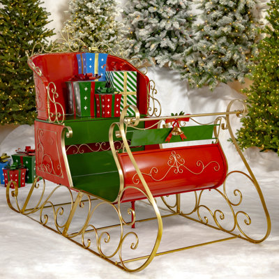 5.5 ft. Tall Elegant Life-Size Metal Christmas Sleigh "The Bethlehem"