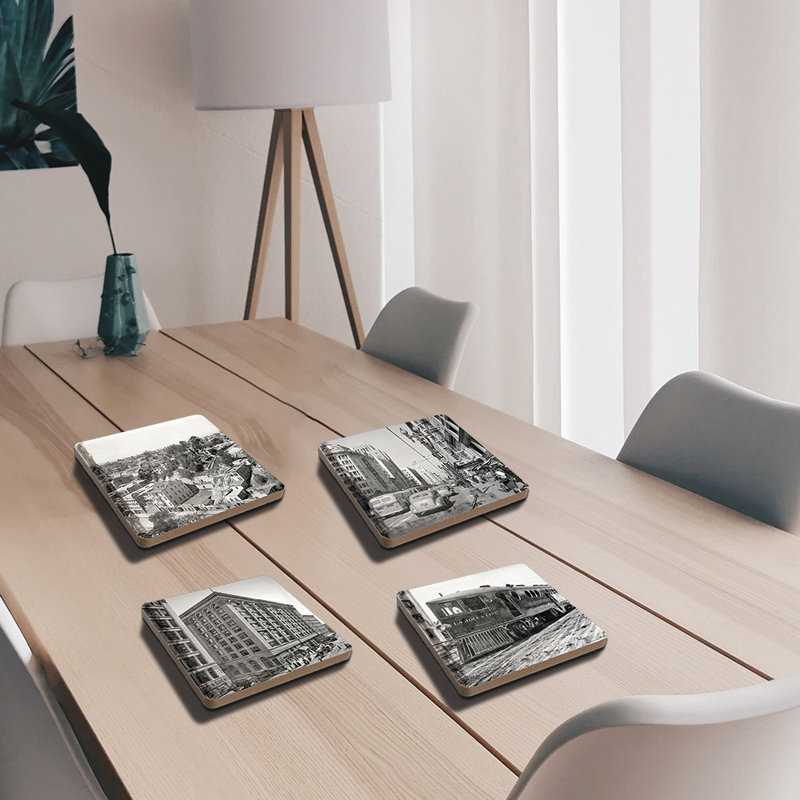 Historic Los Angeles Stoneware Square 4 Piece Coaster Set