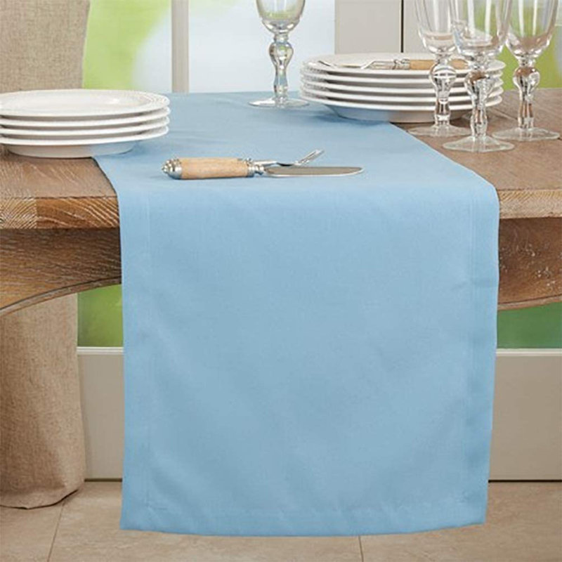 Parsonsfield Machine-Washable Polyester Table Runner, Aqua, 90'' x 16''