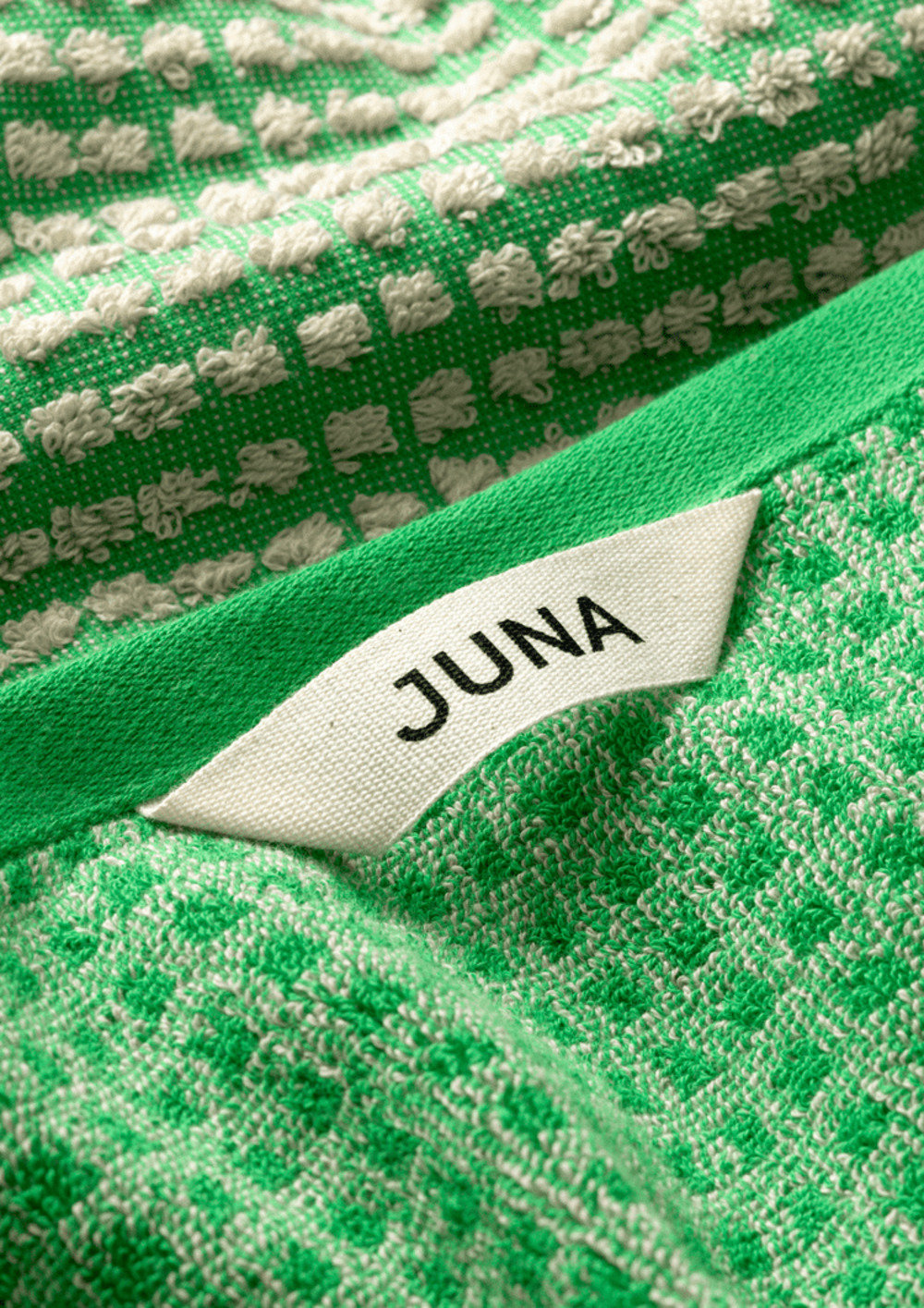 Reinetta Check Cotton Bath Towel, Green/Sand