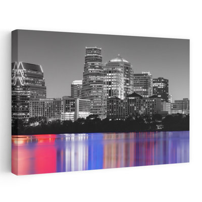 Horizon de nuit, couleur, pop, Austin, Texas, États-Unis, architecture contemporaine abstraite, art urbain