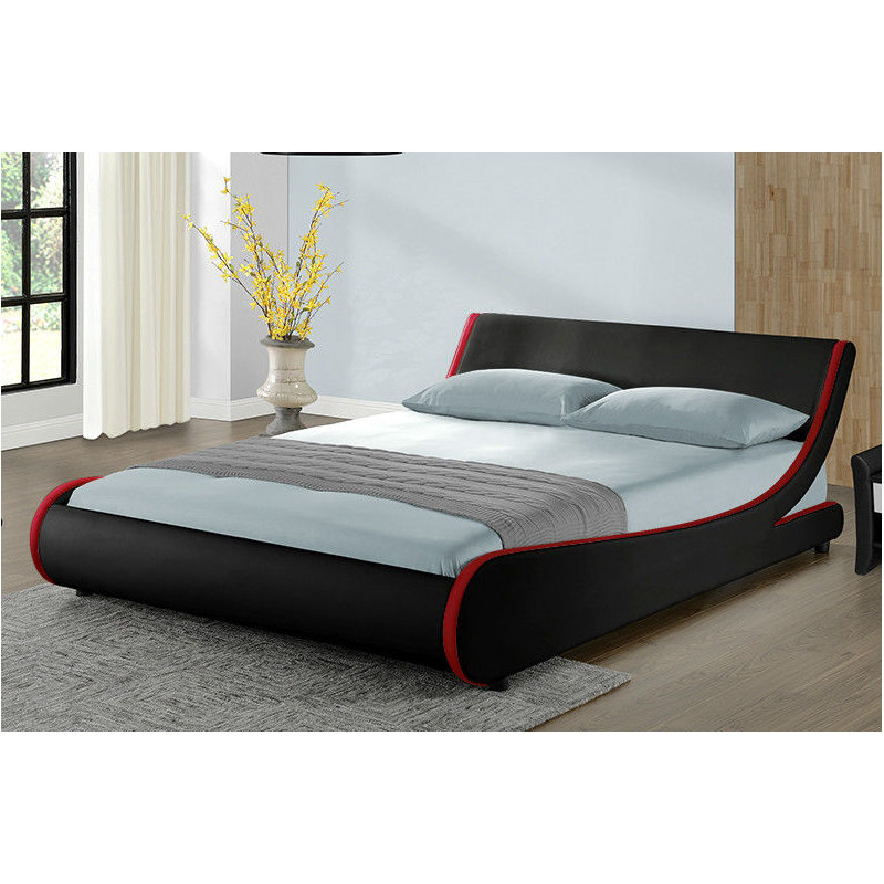 Berne Upholstered Bed, Full, Red/Black