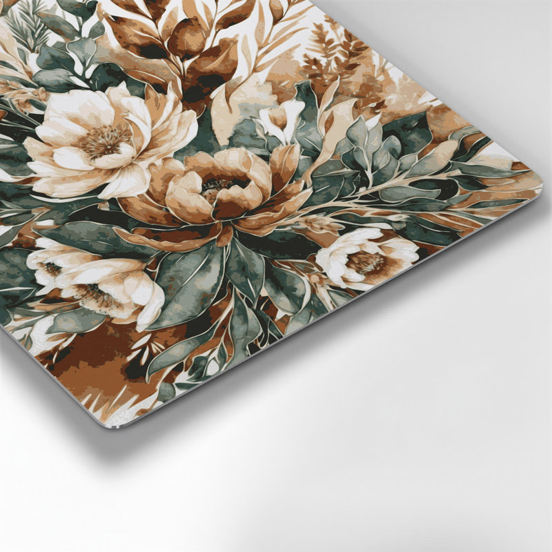 Aquarelle florale, art mural gris en métal 84, H 32 po x l 32 po