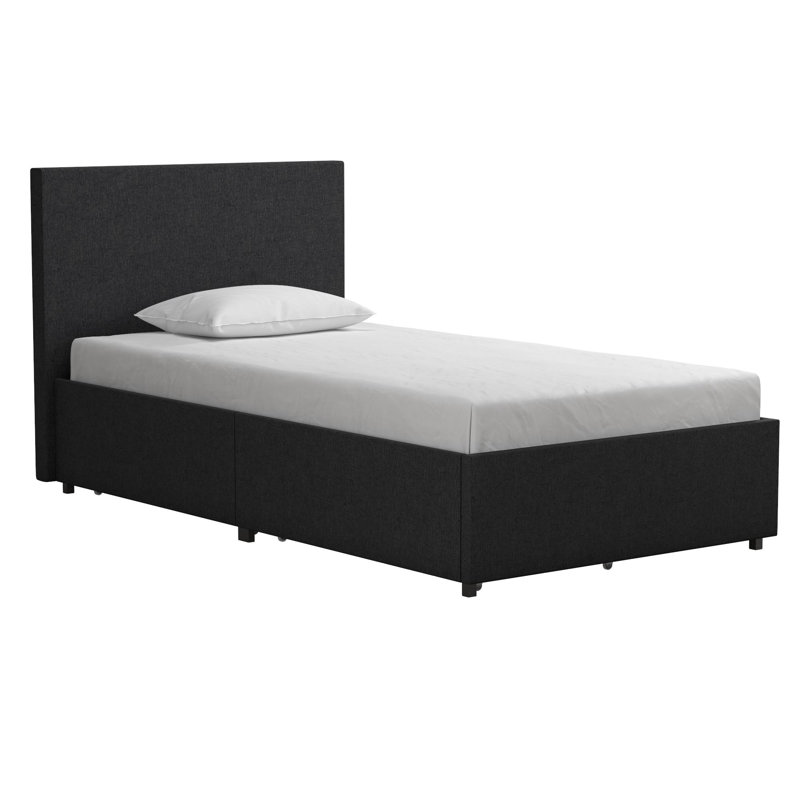 Upholstered Storage Bed, Single (3'), Dark Grey