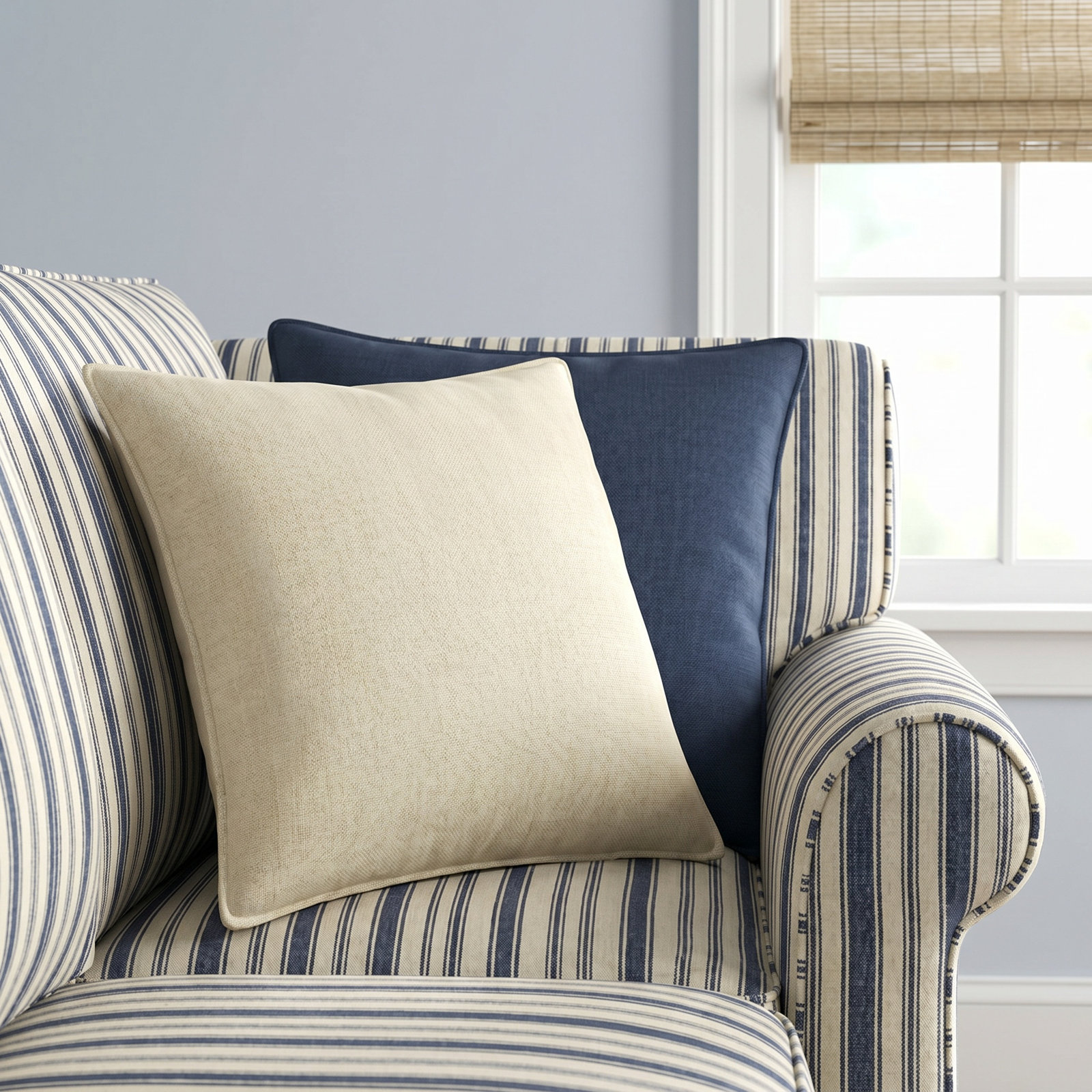 Burbank Linen Throw Pillow, Cream, Polyester/Polyfill, 22" x 22"